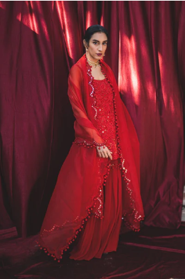 Designer Red Sharara Suit for Wedding