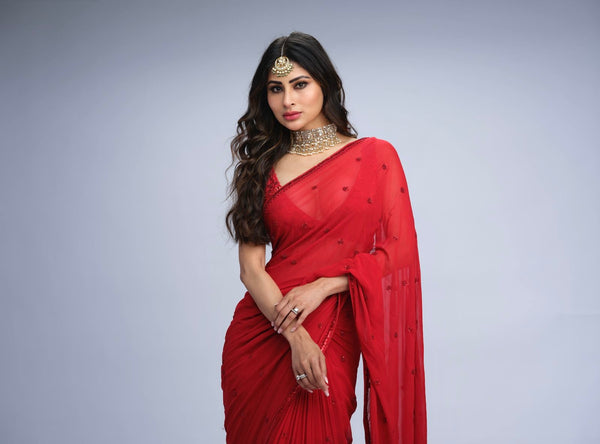 Mouni Roy in Scarlet saree