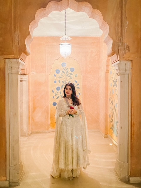 Ecru Sitara Anarkali with Sharara