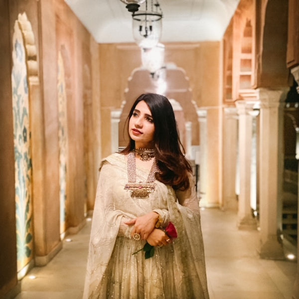 Ecru Sitara Anarkali with Sharara